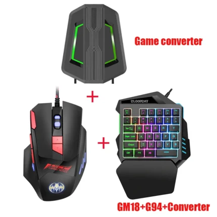 كيبورد وماوس RGB مع محول تشغيل لأجهزة بلايستيشن واكسبوكس